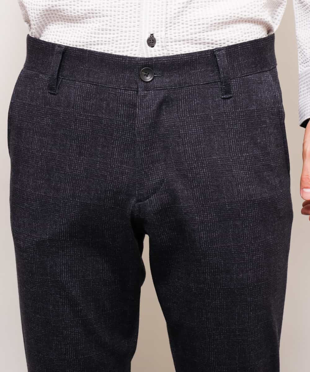 MKLDJ55130 MK MICHEL KLEIN HOMME(MKミッシェルクランオム) パンツ／テックイージージャージ　グレンチェック ネイビー