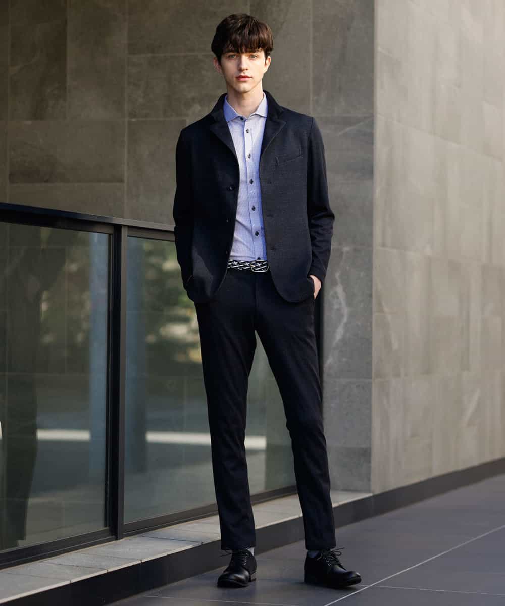 MKLDM50110 MK MICHEL KLEIN HOMME(MKミッシェルクランオム) 【特別プライス】【洗える / 快適ストレッチ】パンツ／テックイージージャージ ブラック(94)