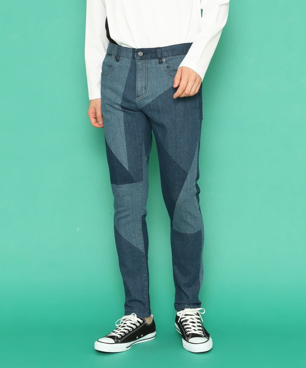 MKLDU06180 MK MICHEL KLEIN HOMME(MKミッシェルクランオム) ブロックデニムパンツ ブルー(55)