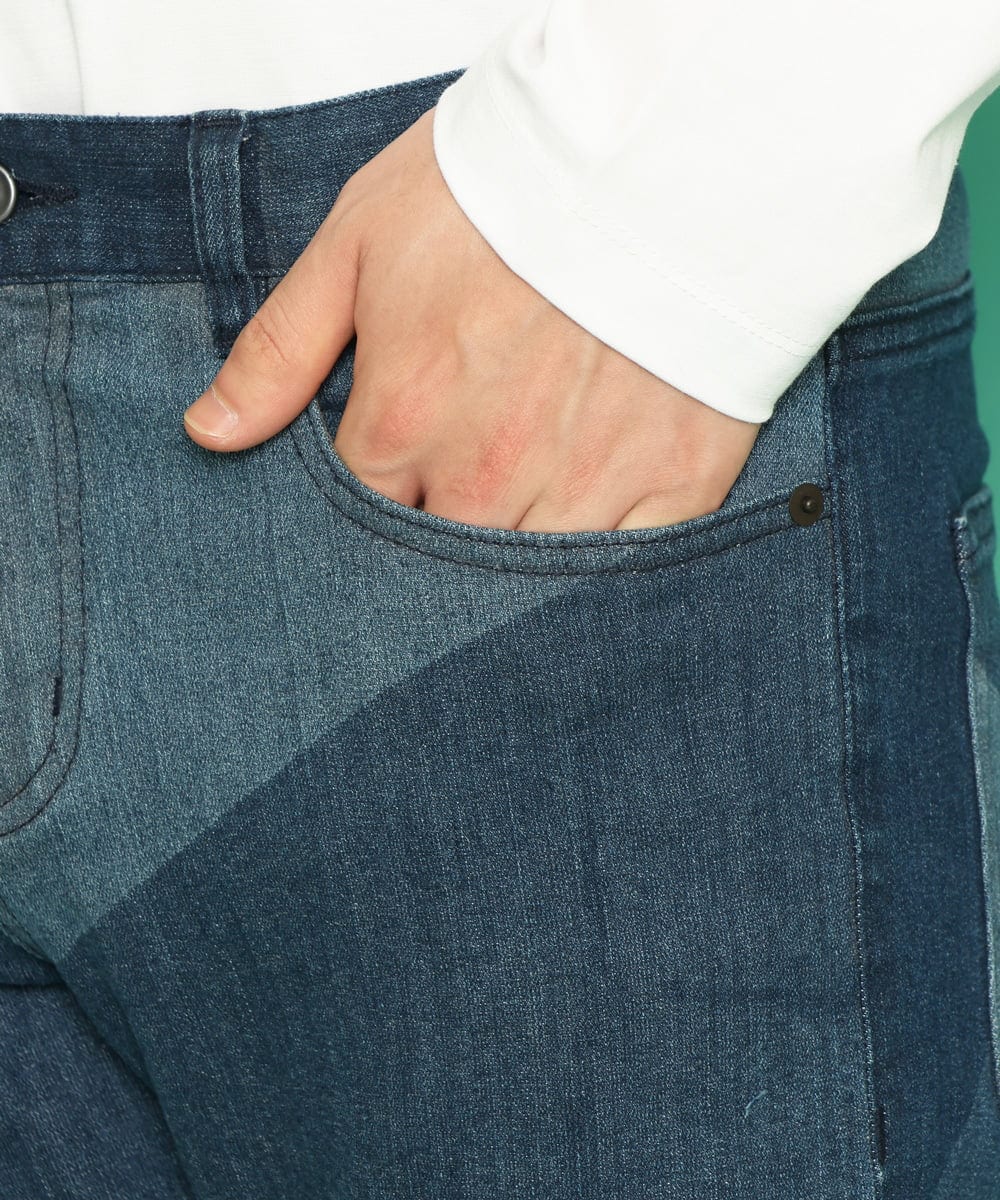 MKLDU06180 MK MICHEL KLEIN HOMME(MKミッシェルクランオム) ブロックデニムパンツ ブルー(55)
