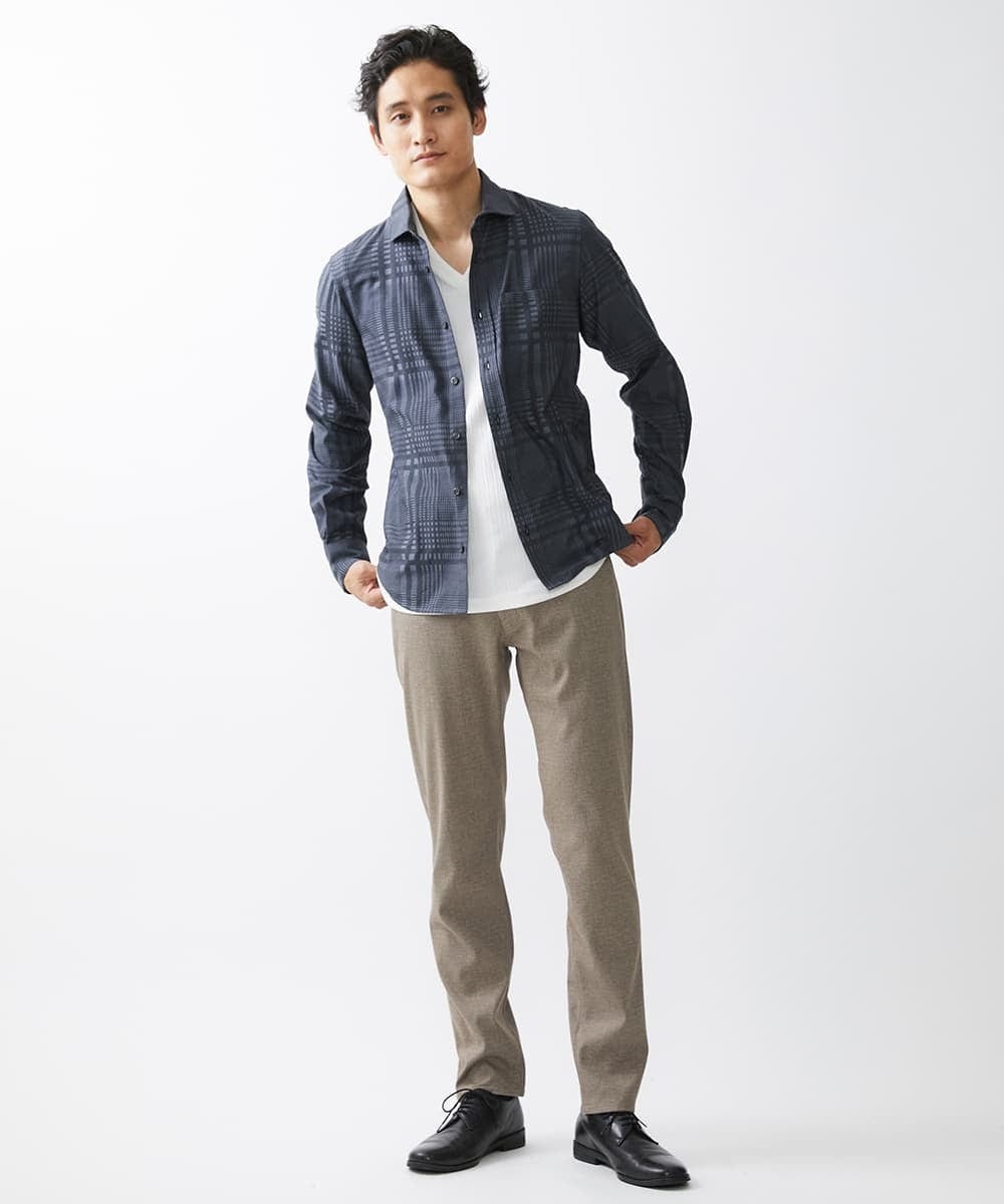 MKLDV55130 MK MICHEL KLEIN HOMME(MKミッシェルクランオム) スラックス/TEC EASY JERSY   セットアップ ベージュ(83)