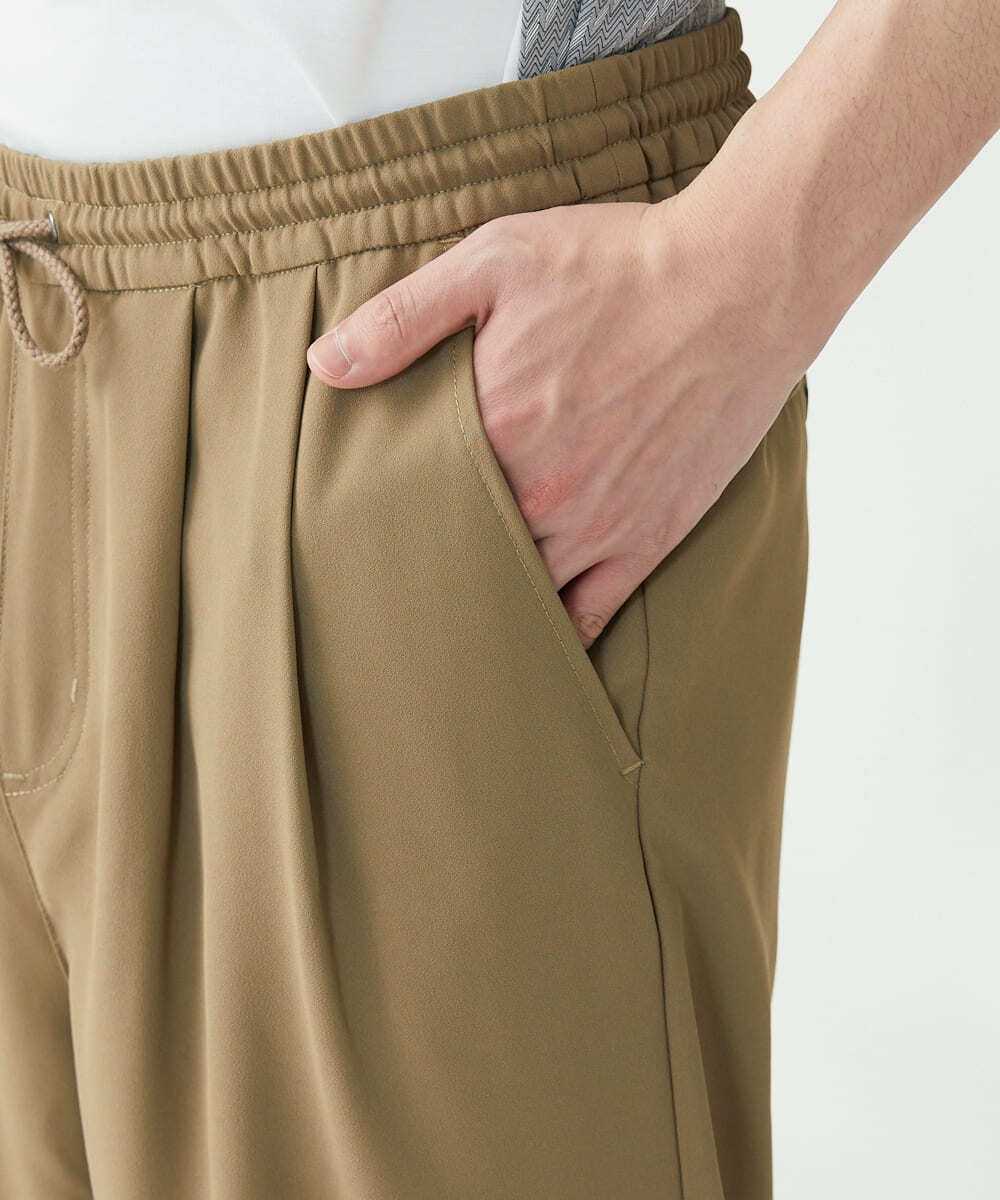 MKLFU88110 MK MICHEL KLEIN HOMME(MKミッシェルクランオム) タックパンツ / ストレッチバックサテン  カーキ(36)