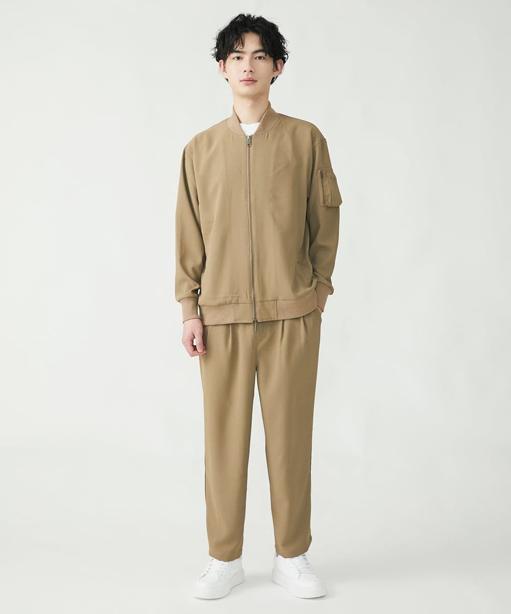 MKLFU88110 MK MICHEL KLEIN HOMME(MKミッシェルクランオム) タックパンツ / ストレッチバックサテン  カーキ(36)
