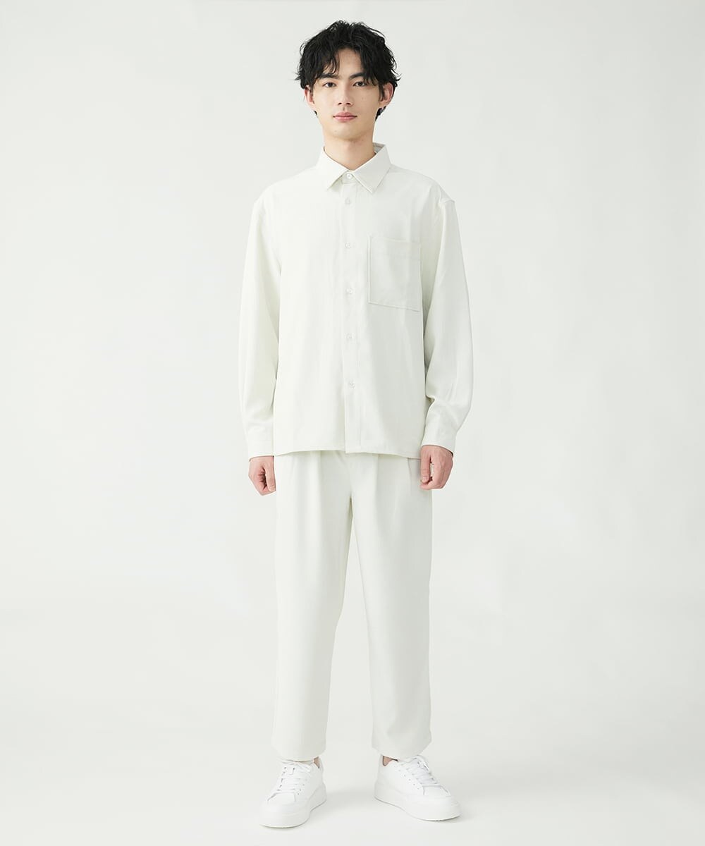 MKLFU88110 MK MICHEL KLEIN HOMME(MKミッシェルクランオム) タックパンツ / ストレッチバックサテン  ホワイト(90)