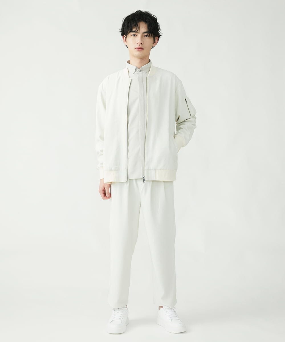 MKLFU88110 MK MICHEL KLEIN HOMME(MKミッシェルクランオム) タックパンツ / ストレッチバックサテン  ホワイト(90)
