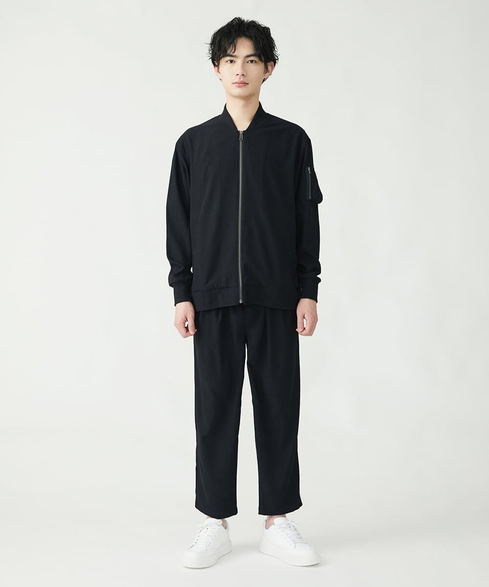 MKLFU88110 MK MICHEL KLEIN HOMME(MKミッシェルクランオム) タックパンツ / ストレッチバックサテン  ブラック(94)
