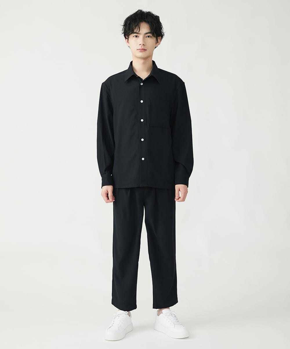 MKLFU88110 MK MICHEL KLEIN HOMME(MKミッシェルクランオム) タックパンツ / ストレッチバックサテン  ブラック(94)