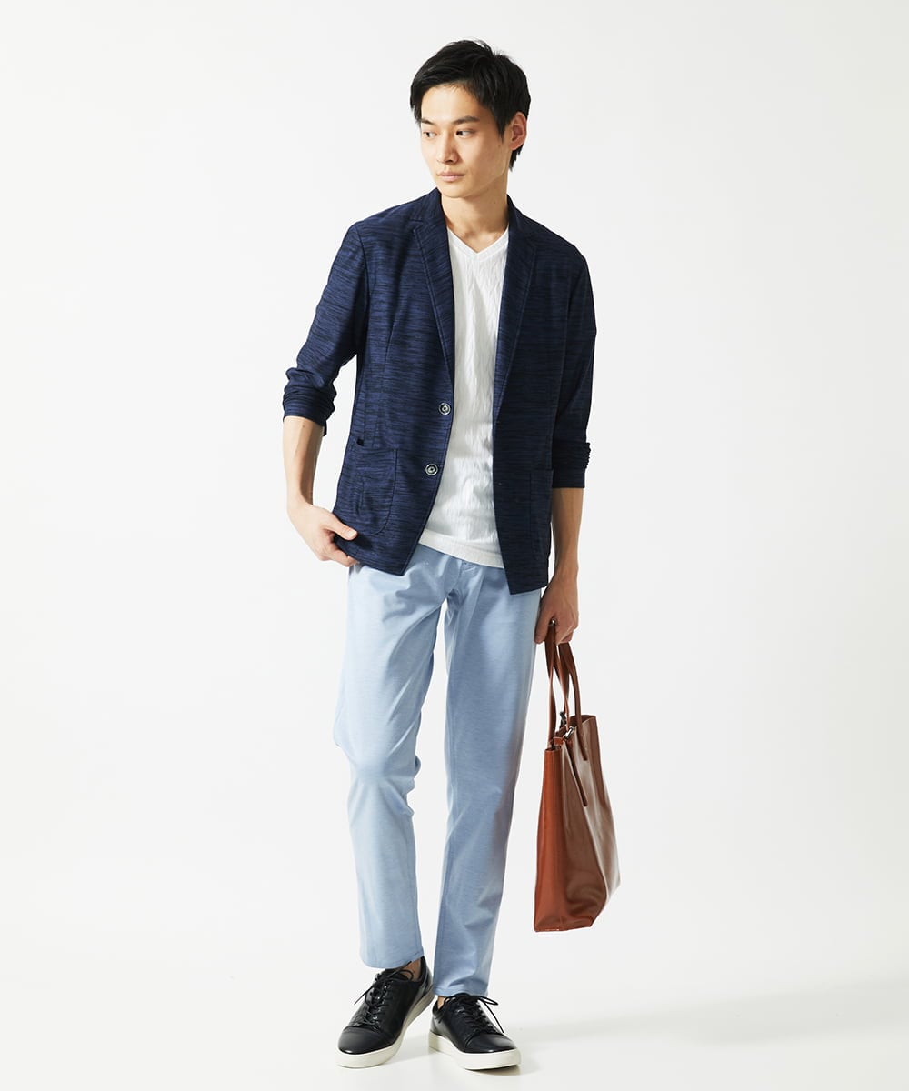 MKLGA51150 MK MICHEL KLEIN HOMME(MKミッシェルクランオム) 【日本製生地使用】シルキーモクロディスラックス ブルー