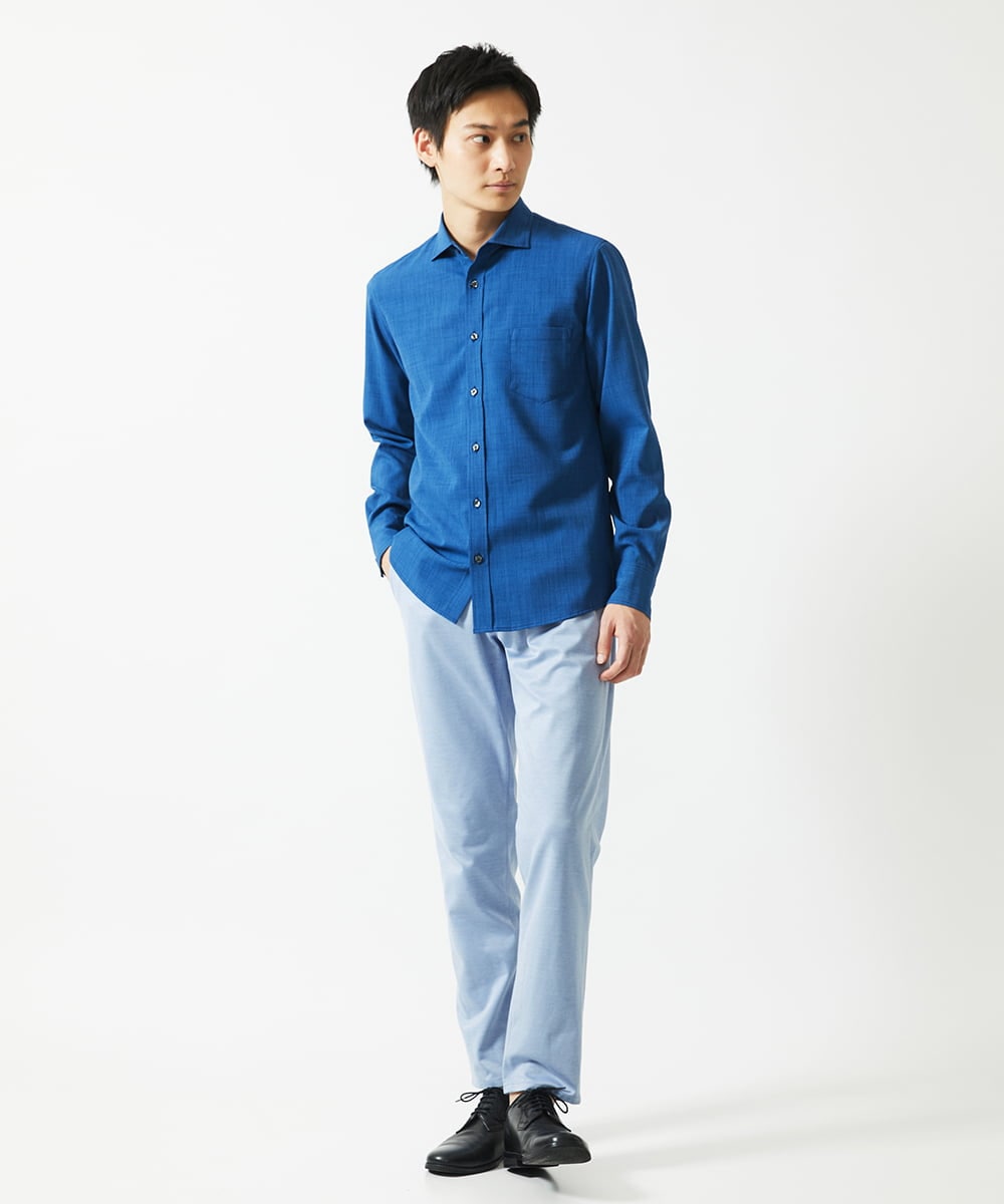MKLGA51150 MK MICHEL KLEIN HOMME(MKミッシェルクランオム) 【日本製生地使用】シルキーモクロディスラックス ブルー