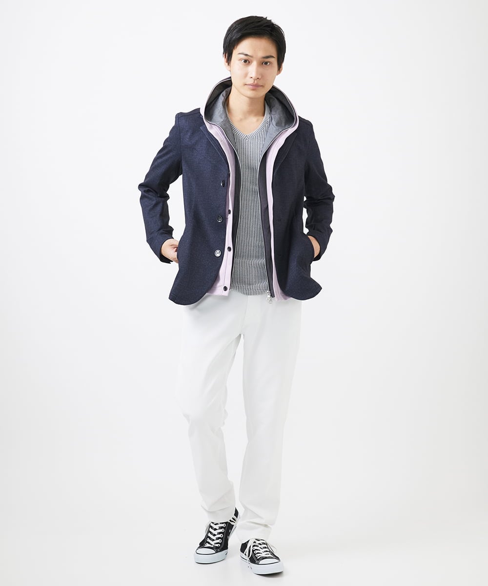 MKLGA56140 MK MICHEL KLEIN HOMME(MKミッシェルクランオム) ストレッチパンツ/RE;NAPES®ピケストレッチ ブルー