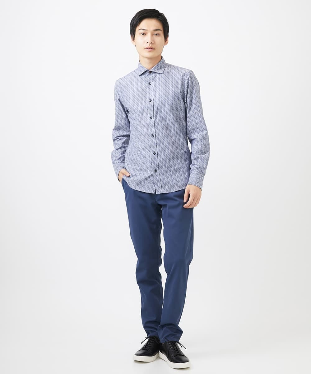 MKLGA56140 MK MICHEL KLEIN HOMME(MKミッシェルクランオム) ストレッチパンツ/RE;NAPES®ピケストレッチ ブルー