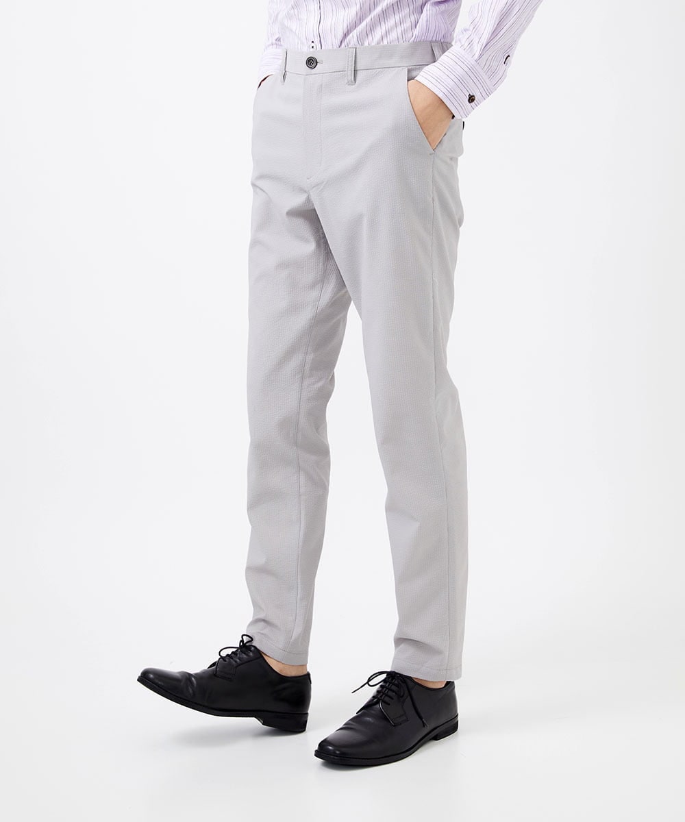 MKLGA63140 MK MICHEL KLEIN HOMME(MKミッシェルクランオム) テーパードパンツ/ソロテックスエコサッカー アイボリー（80）