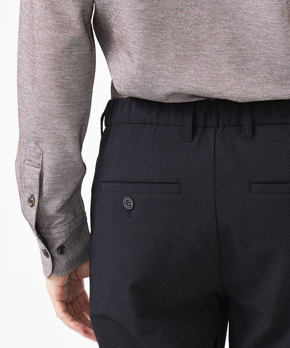 MKLGA63140 MK MICHEL KLEIN HOMME(MKミッシェルクランオム) テーパードパンツ/ソロテックスエコサッカー ブラック(94)