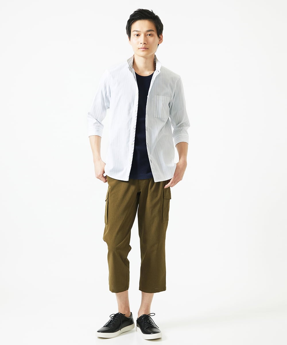 MKLGC42120 MK MICHEL KLEIN HOMME(MKミッシェルクランオム) クロップドパンツ / リネアーストレッチ　 カーキ