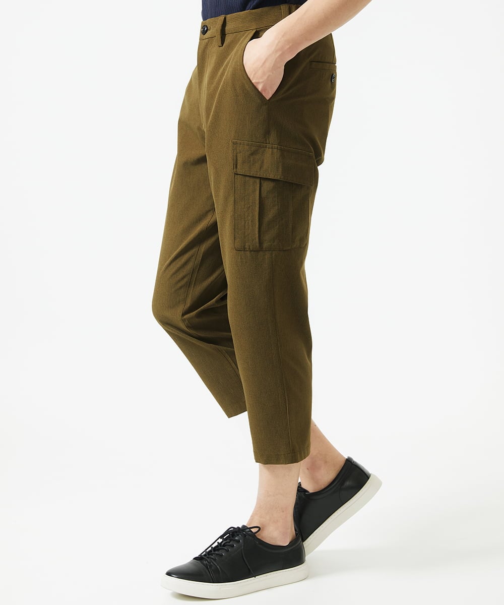 MKLGC42120 MK MICHEL KLEIN HOMME(MKミッシェルクランオム) クロップドパンツ / リネアーストレッチ　 カーキ