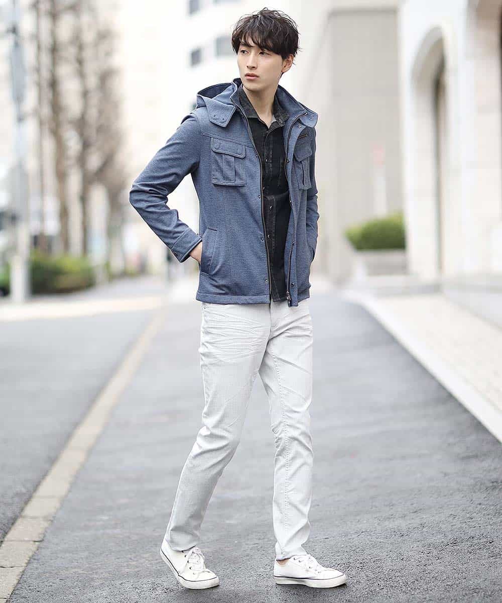 MKLGL08110 MK MICHEL KLEIN HOMME(MKミッシェルクランオム) パンツ／オセロックツイルストレッチ ホワイト