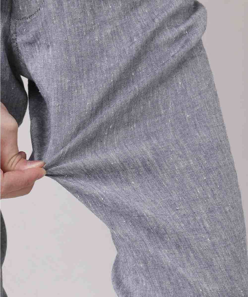MKLGN10090 MK MICHEL KLEIN HOMME(MKミッシェルクランオム) 【麻混 / ストレッチ / 初夏対応】カジュアルクロップドパンツ ネイビー(57)