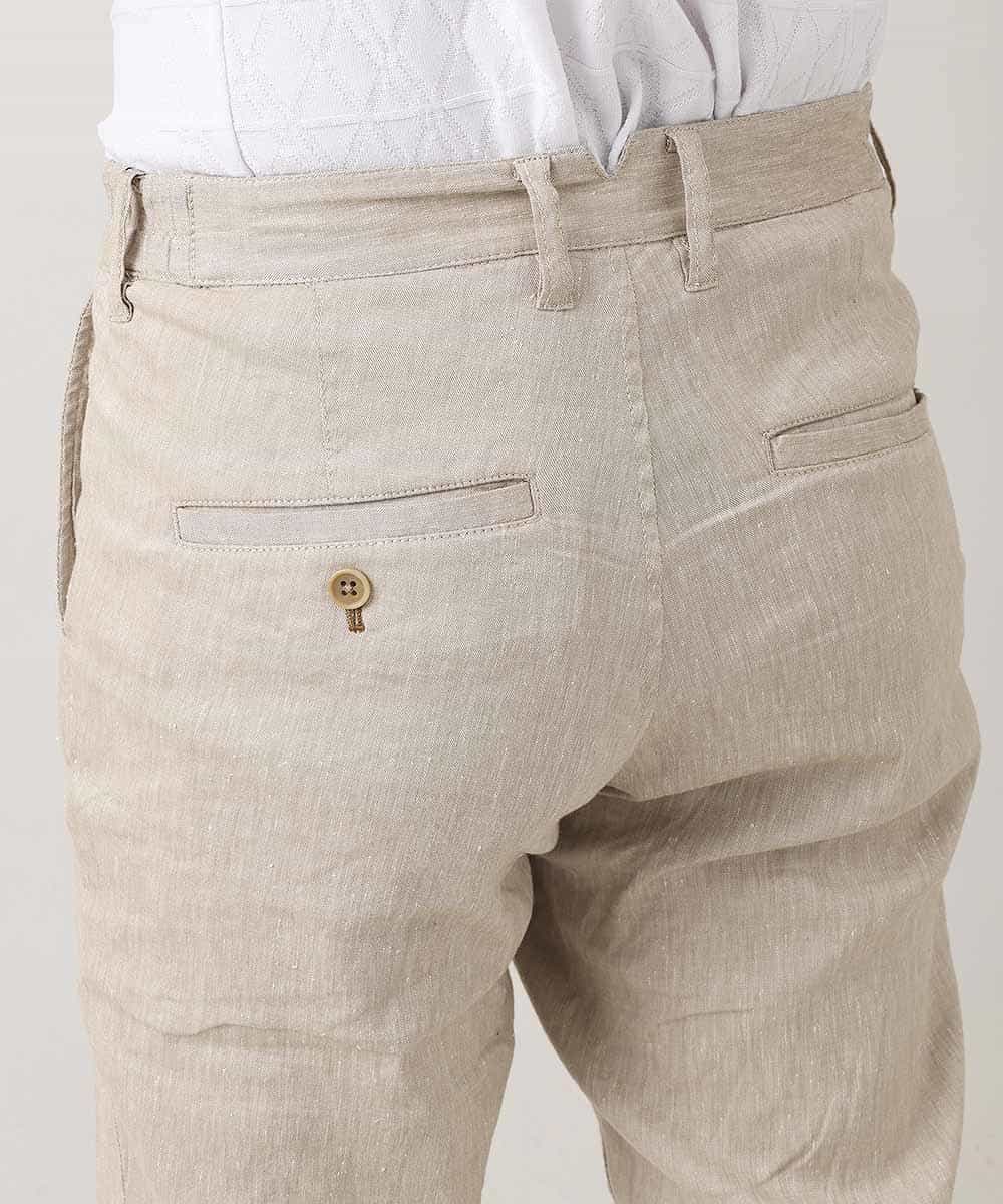 MKLGN10090 MK MICHEL KLEIN HOMME(MKミッシェルクランオム) 【麻混 / ストレッチ / 初夏対応】カジュアルクロップドパンツ アイボリー(80)