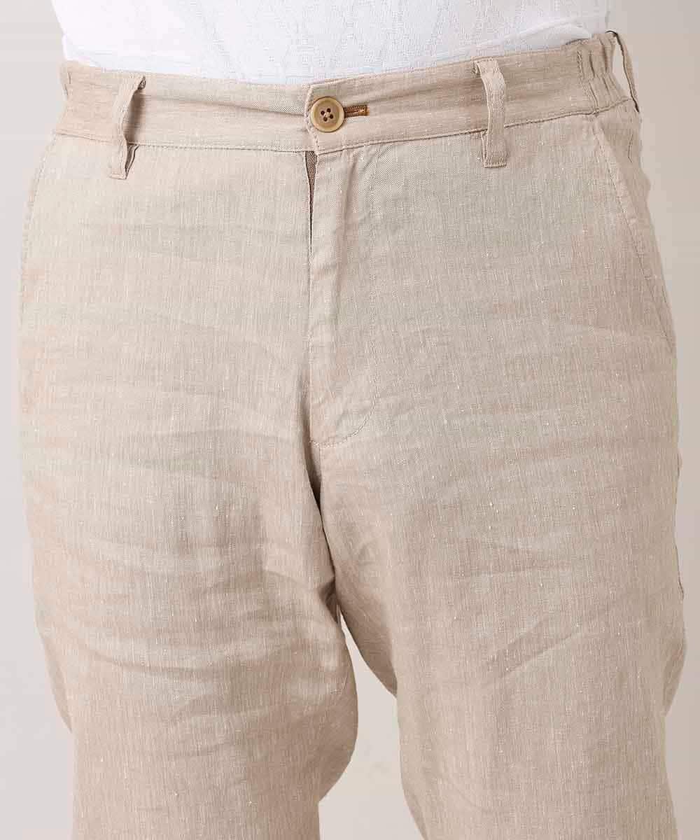 MKLGN10090 MK MICHEL KLEIN HOMME(MKミッシェルクランオム) 【麻混 / ストレッチ / 初夏対応】カジュアルクロップドパンツ アイボリー(80)
