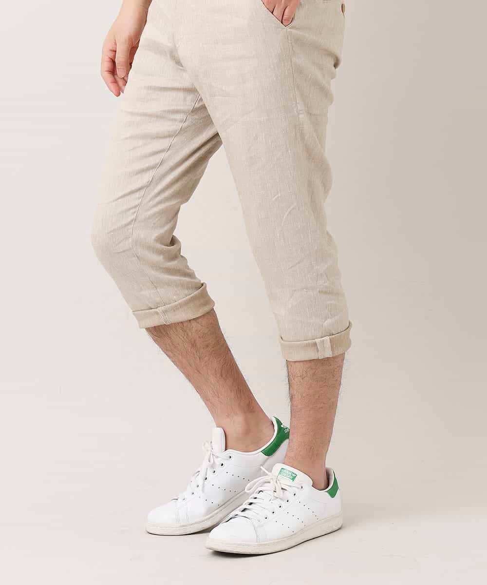 MKLGN10090 MK MICHEL KLEIN HOMME(MKミッシェルクランオム) 【麻混 / ストレッチ / 初夏対応】カジュアルクロップドパンツ アイボリー(80)