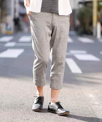 MKLGN10090 MK MICHEL KLEIN HOMME 【麻混 / ストレッチ / 初夏対応】カジュアルクロップドパンツ