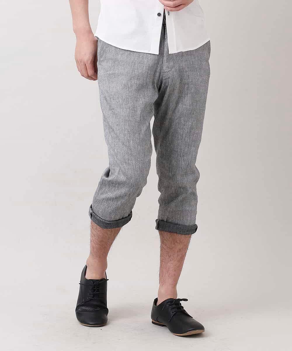 MKLGN10090 MK MICHEL KLEIN HOMME(MKミッシェルクランオム) 【麻混 / ストレッチ / 初夏対応】カジュアルクロップドパンツ グレー(92)