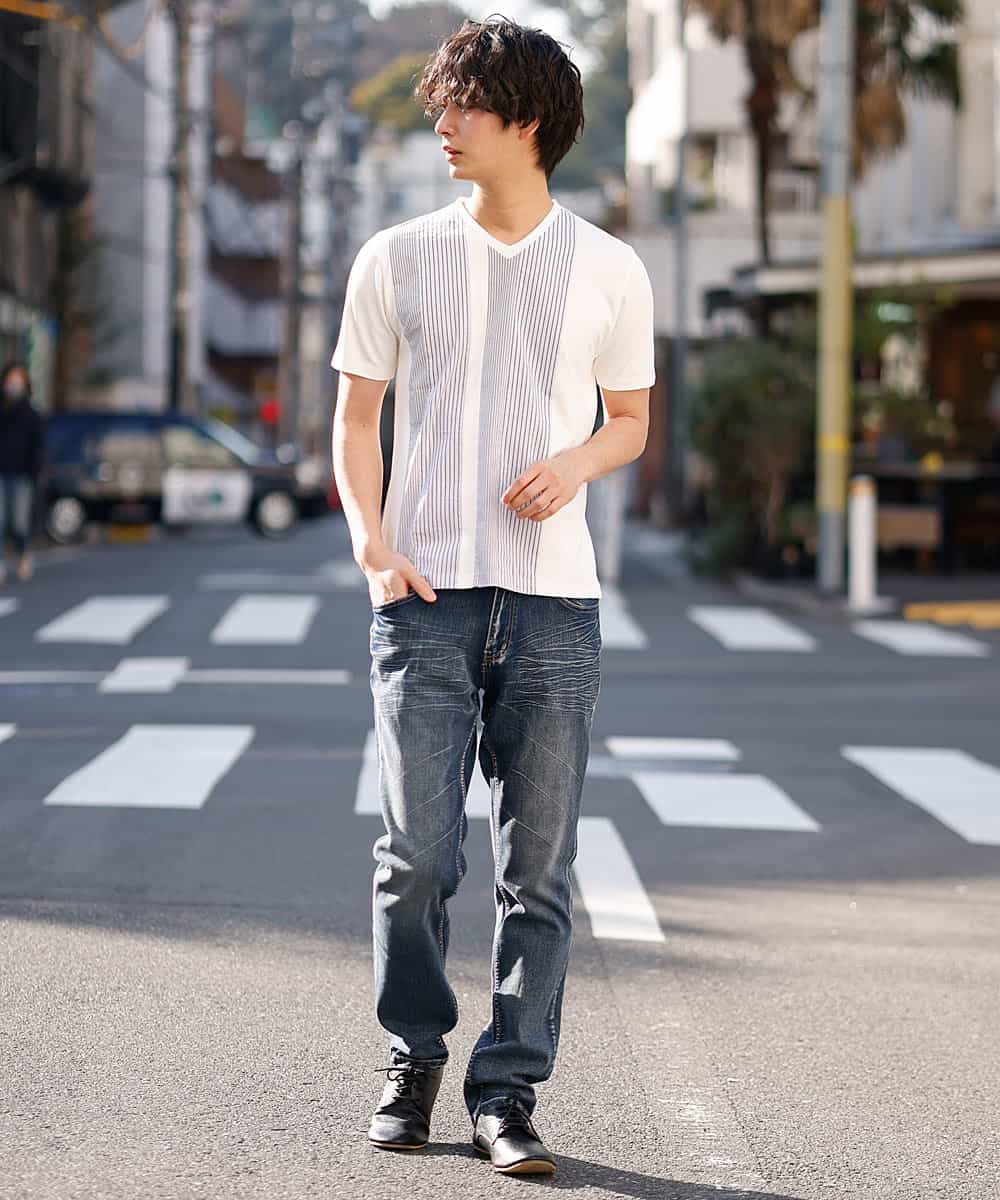 MKLGO02090 MK MICHEL KLEIN HOMME(MKミッシェルクランオム)  【快適ストレッチ】ストレッチデニムパンツ ネイビー(57)