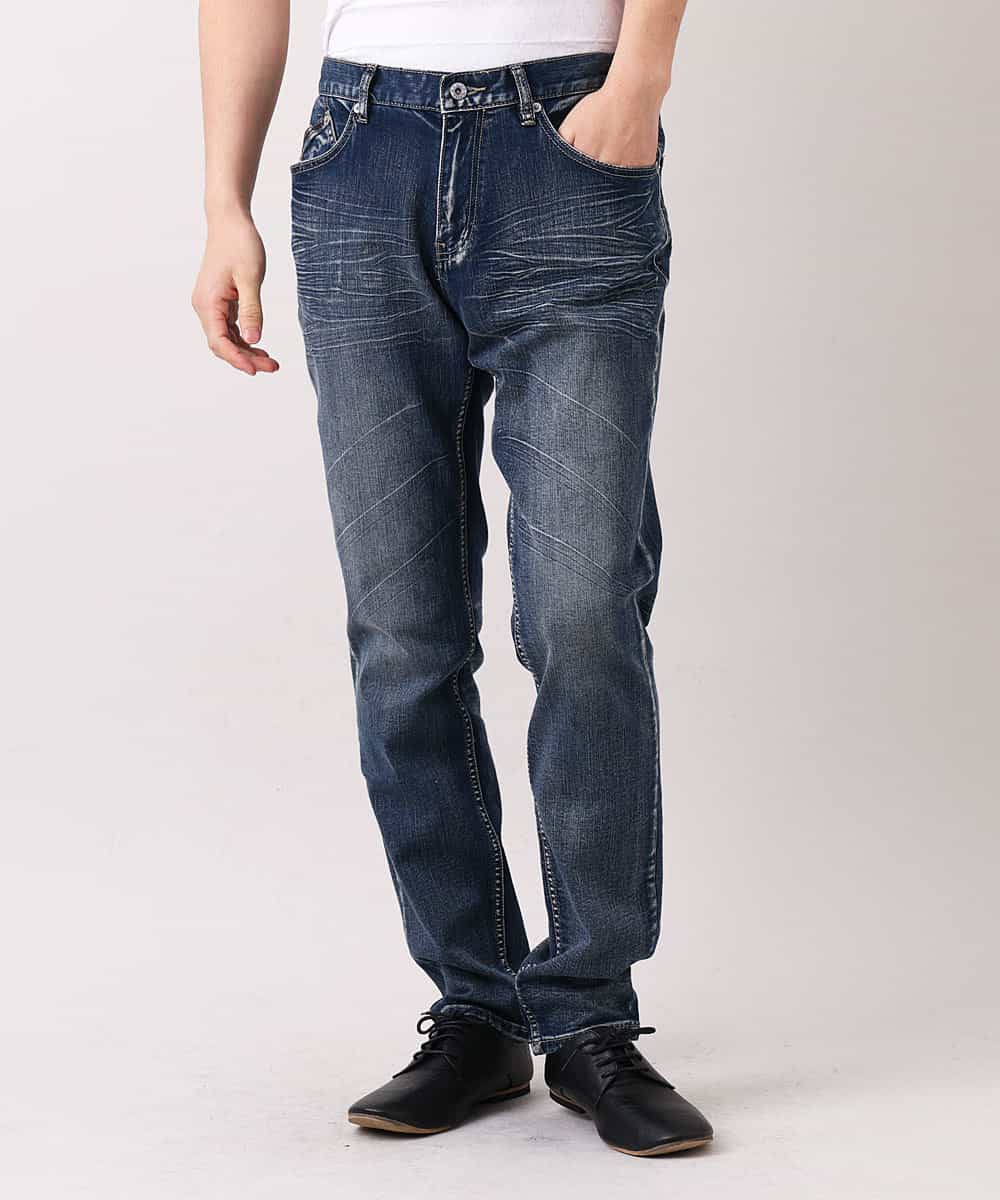 MKLGO02090 MK MICHEL KLEIN HOMME(MKミッシェルクランオム)  【快適ストレッチ】ストレッチデニムパンツ ネイビー(57)