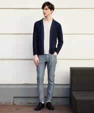 MKLGO10110 MK MICHEL KLEIN HOMME(MKミッシェルクランオム) ベーシックパンツ / へリンボンストレッチ ネイビー(57)