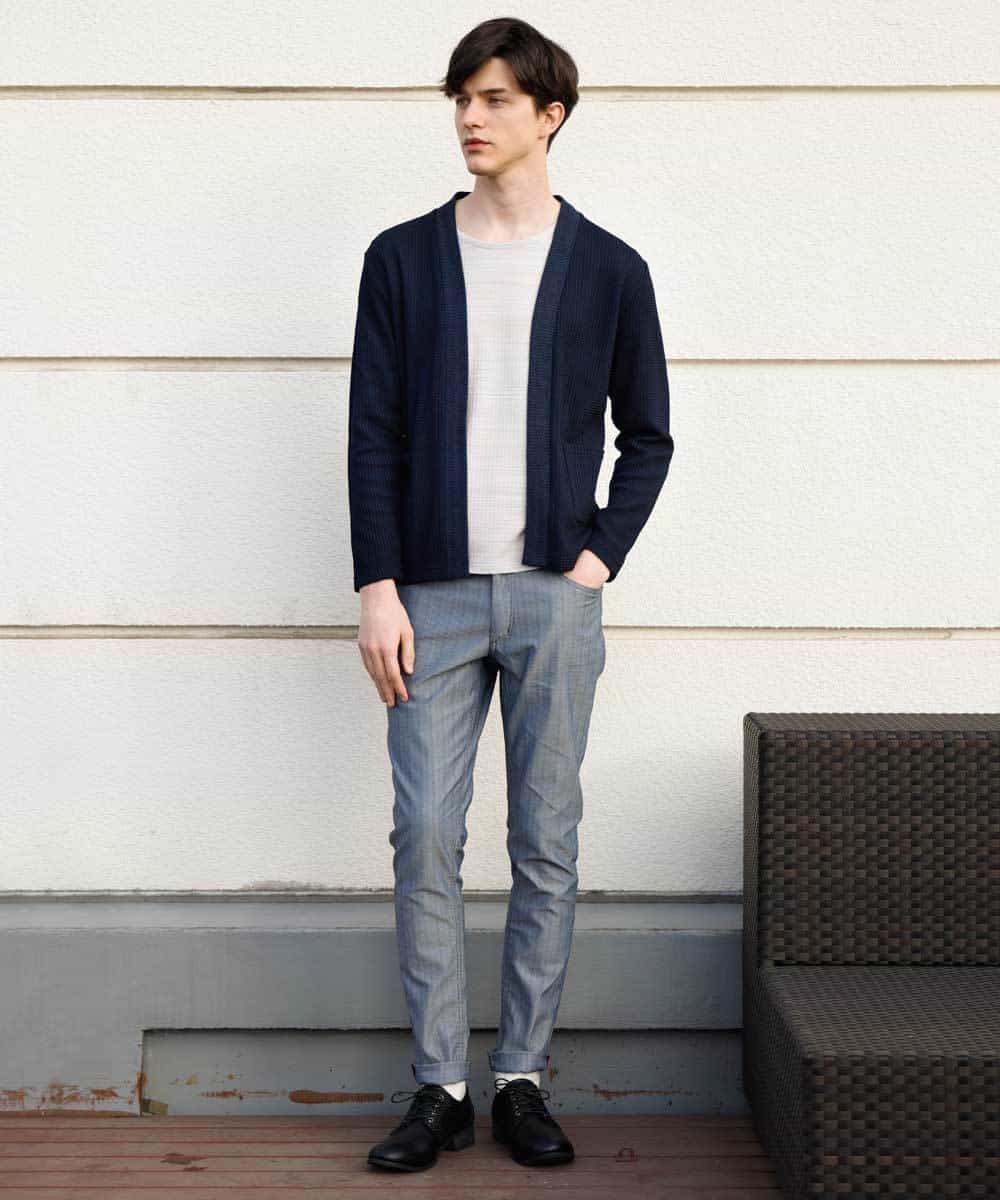 MKLGO10110 MK MICHEL KLEIN HOMME(MKミッシェルクランオム) ベーシックパンツ / へリンボンストレッチ ネイビー(57)