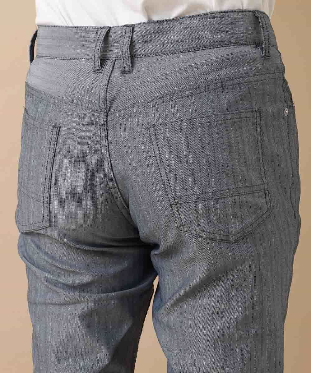MKLGO10110 MK MICHEL KLEIN HOMME(MKミッシェルクランオム) ベーシックパンツ / へリンボンストレッチ ネイビー(57)