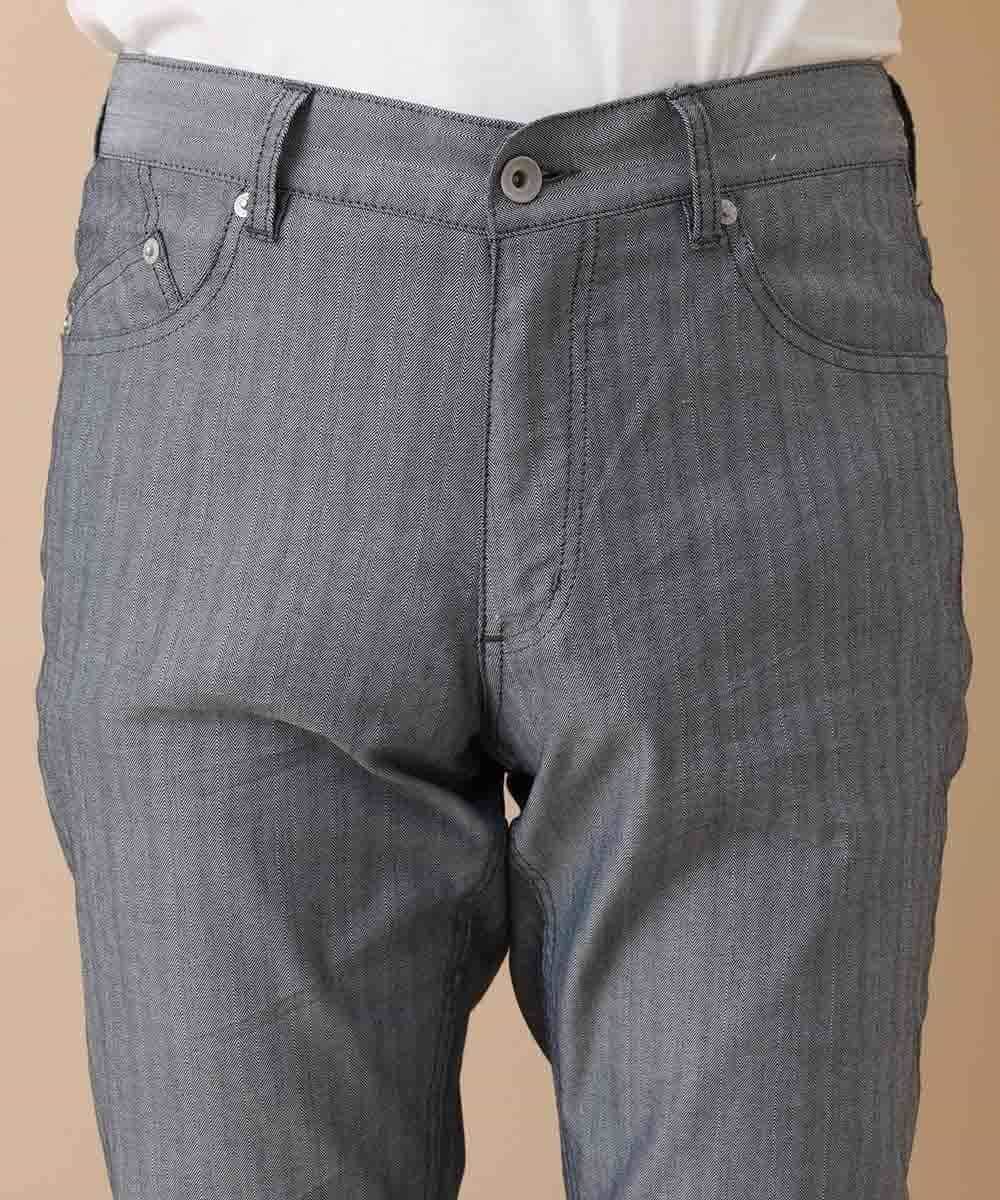MKLGO10110 MK MICHEL KLEIN HOMME(MKミッシェルクランオム) ベーシックパンツ / へリンボンストレッチ ネイビー(57)