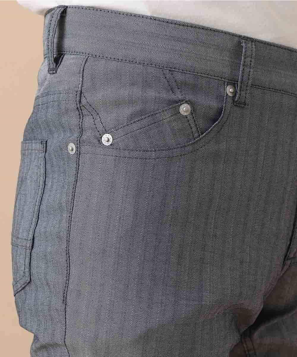 MKLGO10110 MK MICHEL KLEIN HOMME(MKミッシェルクランオム) ベーシックパンツ / へリンボンストレッチ ネイビー(57)