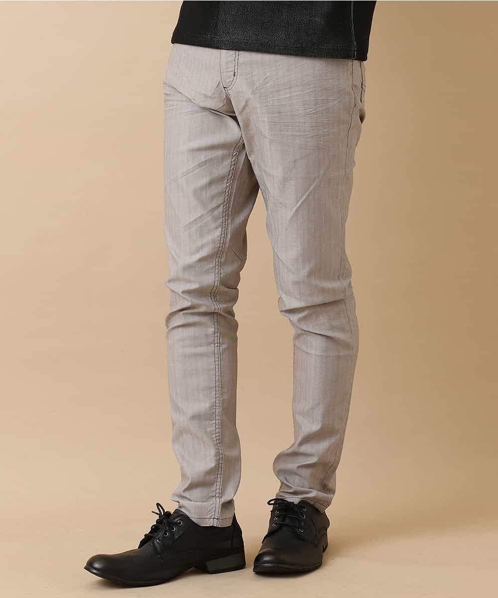 MKLGO10110 MK MICHEL KLEIN HOMME(MKミッシェルクランオム) ベーシックパンツ / へリンボンストレッチ ベージュ(82)