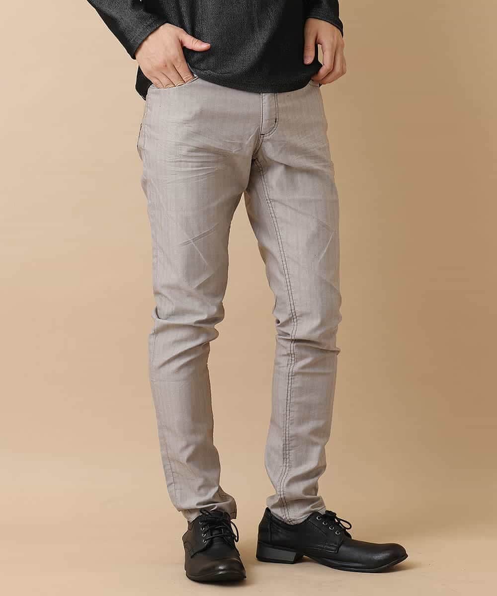 MKLGO10110 MK MICHEL KLEIN HOMME(MKミッシェルクランオム) ベーシックパンツ / へリンボンストレッチ ベージュ(82)