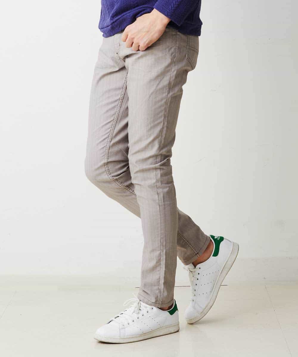 MKLGO10110 MK MICHEL KLEIN HOMME(MKミッシェルクランオム) ベーシックパンツ / へリンボンストレッチ ベージュ(82)