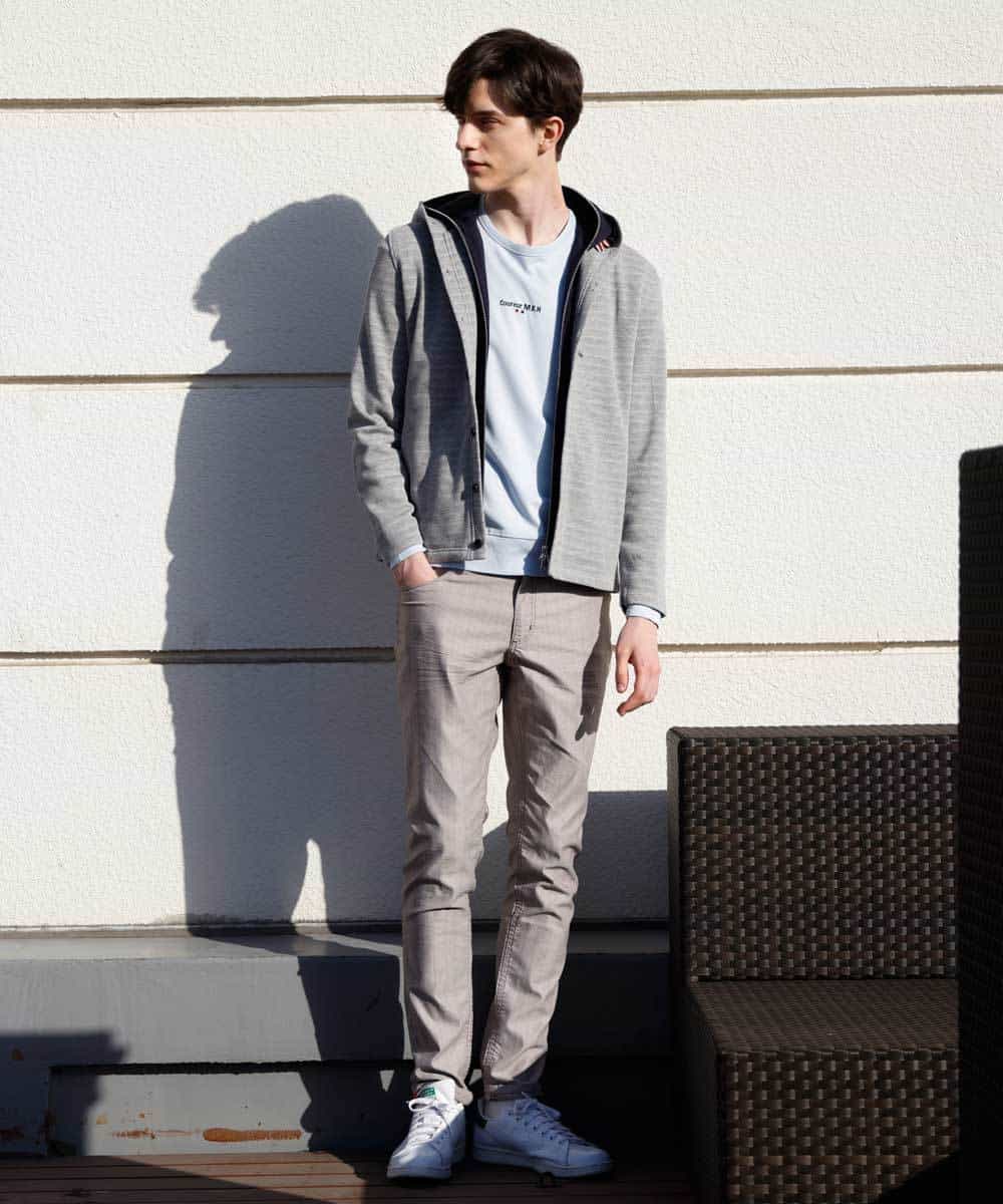 MKLGO10110 MK MICHEL KLEIN HOMME(MKミッシェルクランオム) ベーシックパンツ / へリンボンストレッチ ベージュ(82)