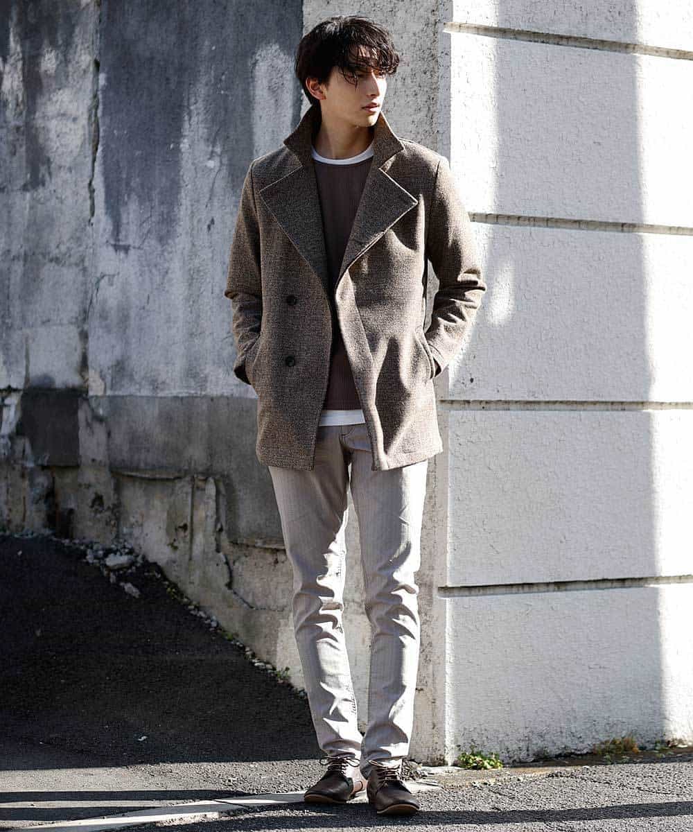 MKLGO10110 MK MICHEL KLEIN HOMME(MKミッシェルクランオム) ベーシックパンツ / へリンボンストレッチ ベージュ(82)
