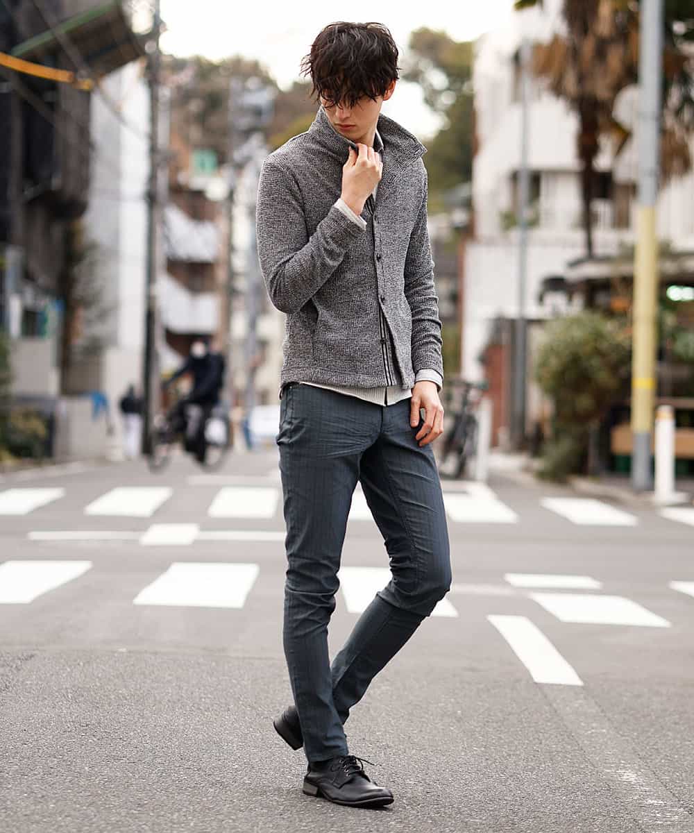 MKLGO10110 MK MICHEL KLEIN HOMME(MKミッシェルクランオム) ベーシックパンツ / へリンボンストレッチ ダークグレー(93)