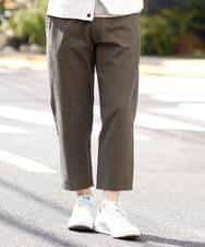 MKLGO12090 MK MICHEL KLEIN HOMME(MKミッシェルクランオム) 【麻混 / 清涼感 / リラックス】ウエストシャーリングクロップドパンツ  カーキ(36)