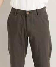 MKLGO12090 MK MICHEL KLEIN HOMME(MKミッシェルクランオム) 【麻混 / 清涼感 / リラックス】ウエストシャーリングクロップドパンツ  カーキ(36)