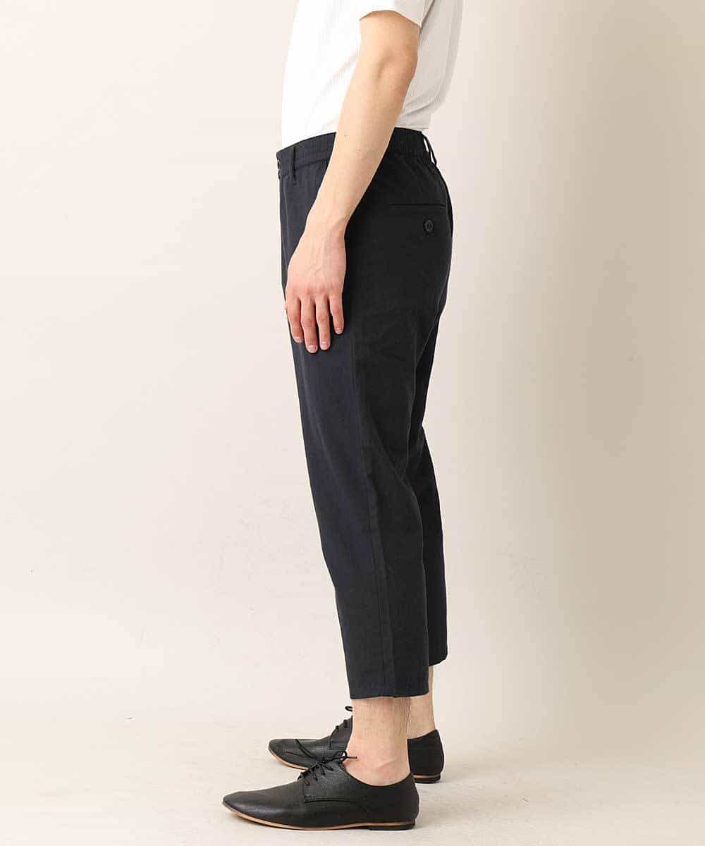 MKLGO12090 MK MICHEL KLEIN HOMME(MKミッシェルクランオム) 【麻混 / 清涼感 / リラックス】ウエストシャーリングクロップドパンツ  ネイビー(57)