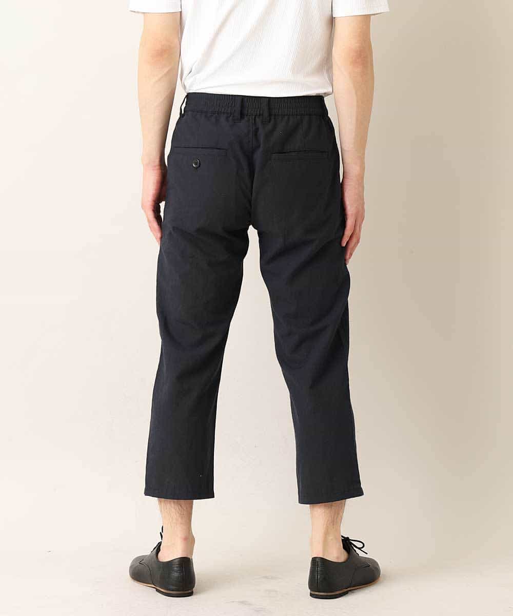 MKLGO12090 MK MICHEL KLEIN HOMME(MKミッシェルクランオム) 【麻混 / 清涼感 / リラックス】ウエストシャーリングクロップドパンツ  ネイビー(57)