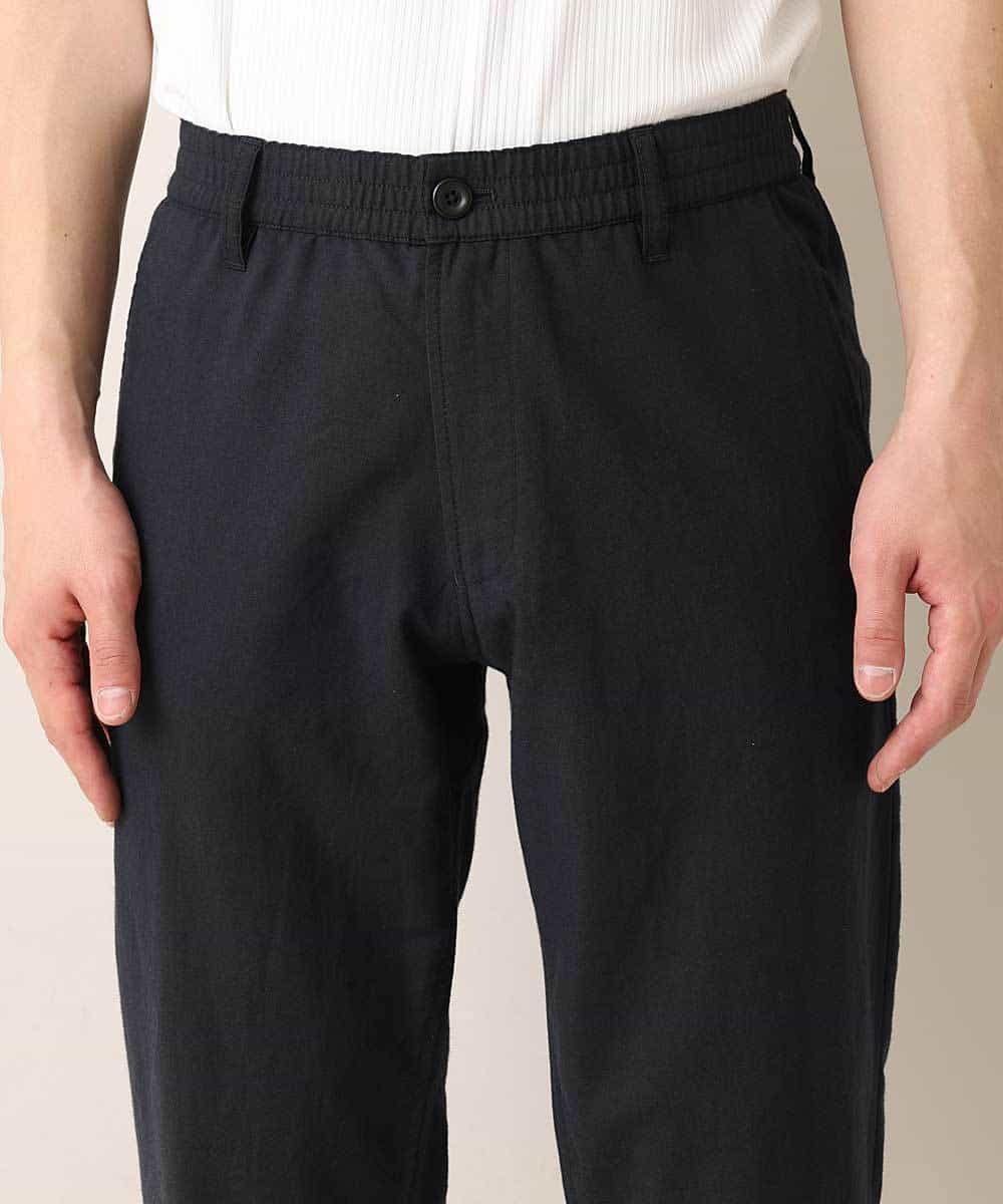 MKLGO12090 MK MICHEL KLEIN HOMME(MKミッシェルクランオム) 【麻混 / 清涼感 / リラックス】ウエストシャーリングクロップドパンツ  ネイビー(57)