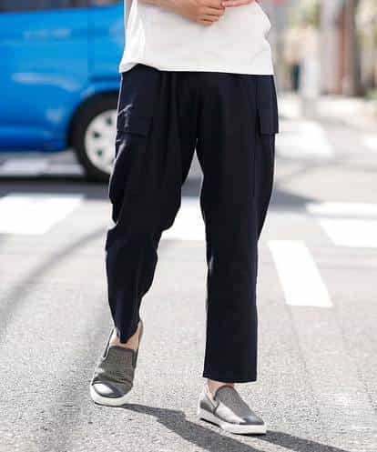 MKLGO70090 MK MICHEL KLEIN HOMME 【麻混 / 清涼感 / リラックス】ユニセックスWポケットカーゴパンツ 