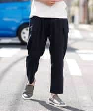 MKLGO70090 MK MICHEL KLEIN HOMME(MKミッシェルクランオム) 【麻混 / 清涼感 / リラックス】ユニセックスWポケットカーゴパンツ  ネイビー(57)