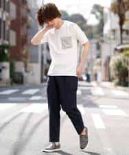 MKLGO70090 MK MICHEL KLEIN HOMME(MKミッシェルクランオム) 【麻混 / 清涼感 / リラックス】ユニセックスWポケットカーゴパンツ  ネイビー(57)
