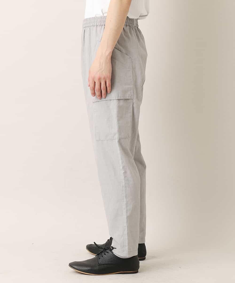 MKLGO70090 MK MICHEL KLEIN HOMME(MKミッシェルクランオム) 【麻混 / 清涼感 / リラックス】ユニセックスWポケットカーゴパンツ  ライトグレー(91)