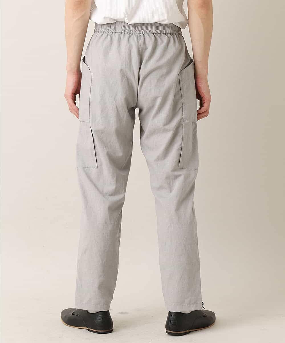 MKLGO70090 MK MICHEL KLEIN HOMME(MKミッシェルクランオム) 【麻混 / 清涼感 / リラックス】ユニセックスWポケットカーゴパンツ  ライトグレー(91)