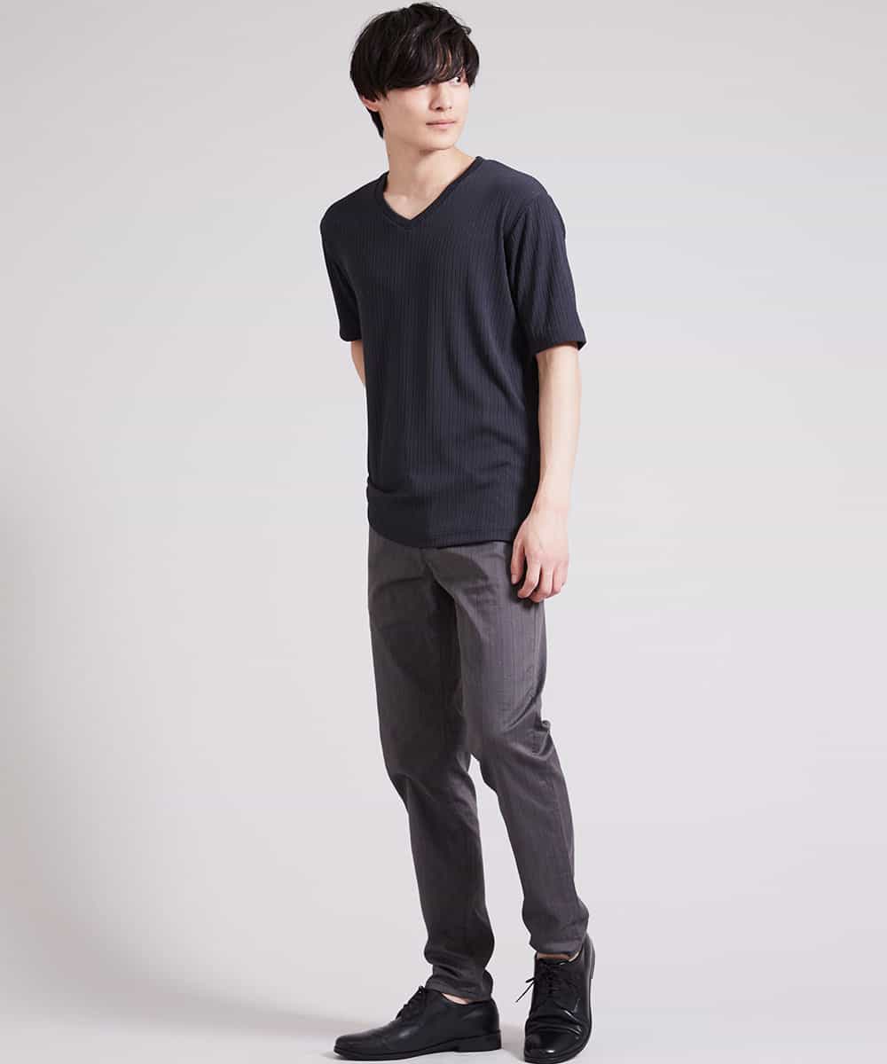 MKLGR01110 MK MICHEL KLEIN HOMME(MKミッシェルクランオム) へリンボーンパンツ ダークグレー